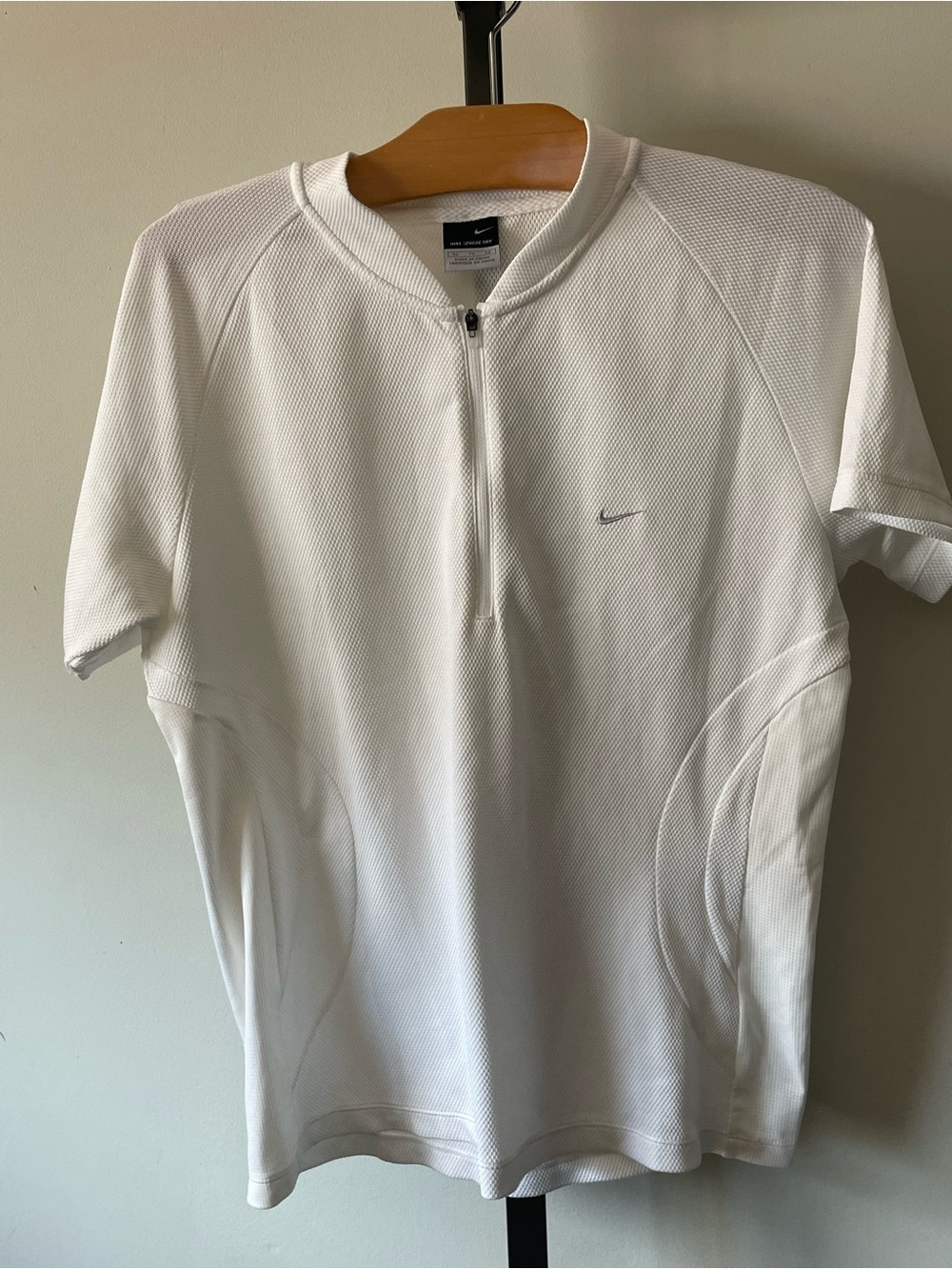 Y2K Vintage Nike Sphere Dry White 1/4 Zip Short Sleeve Running Top XL